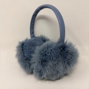 Blue Fuzzy Earmuffs Winter Plush Faux Fur Ear Warmers Women Girls Outdoor Cozy